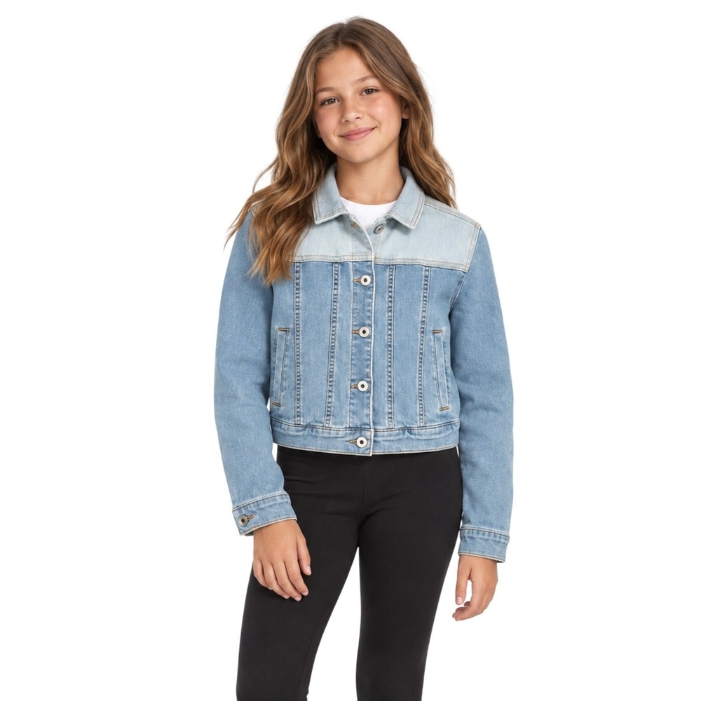 Abercrombie Kids Girls 11/12 Light Two Tone Stretch Elastic Waist Denim Jacket